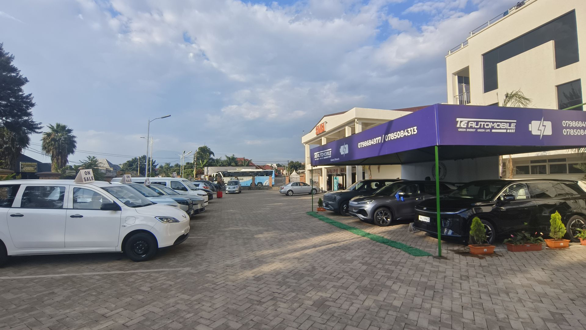 Triple Goats Gisenyi showroom interior — EV display area