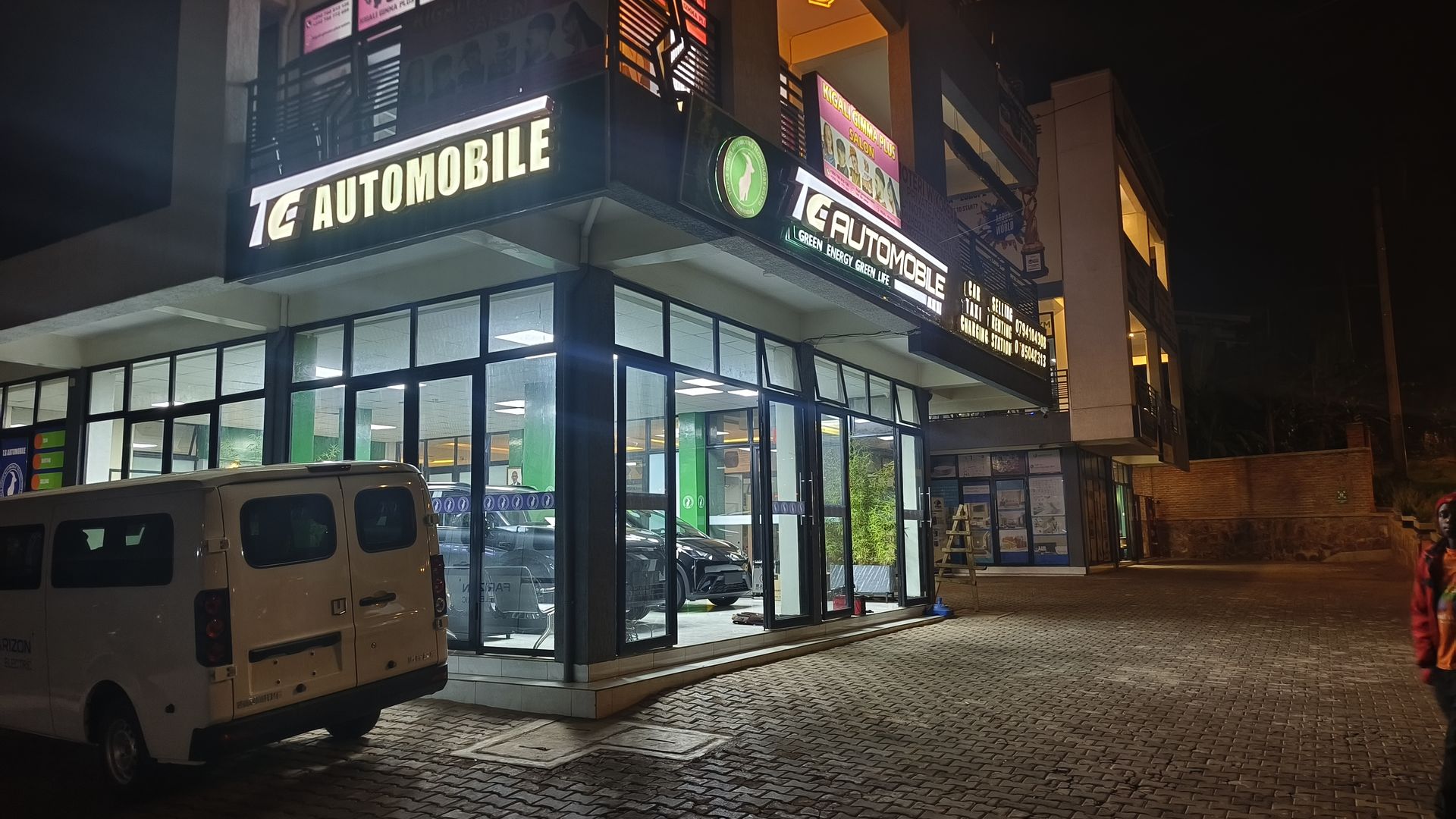 Triple Goats Kigali showroom interior — EV display area